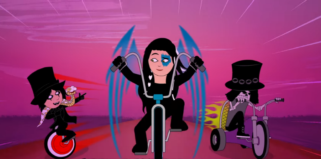 Rock For Children lançado clipe animado de Freewheelin' com Alice Cooper, Calico Cooper e Slash