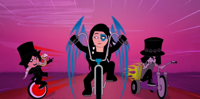 Rock For Children lançado clipe animado de Freewheelin' com Alice Cooper, Calico Cooper e Slash